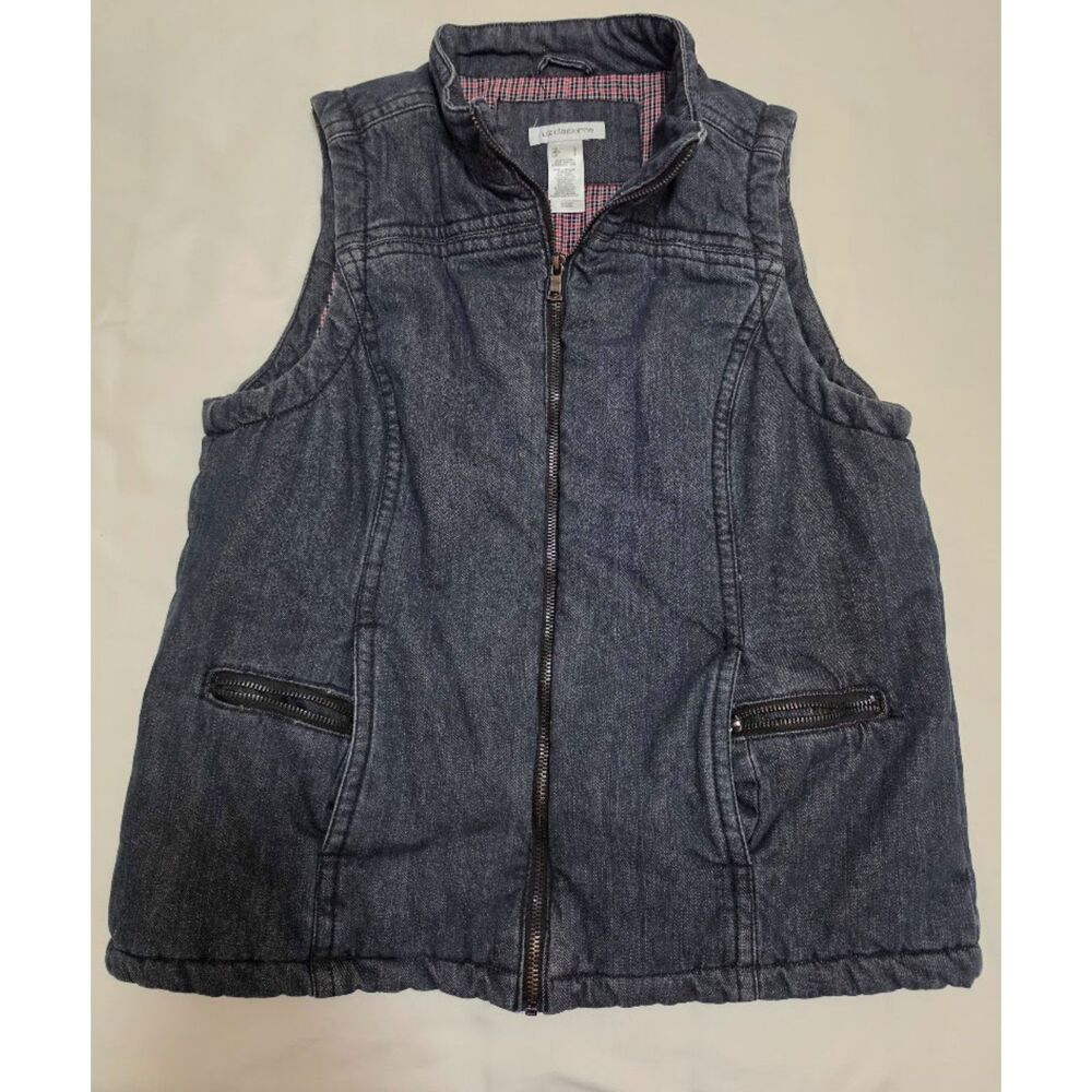 Liz Claiborne denim full-zip vest dark denim L